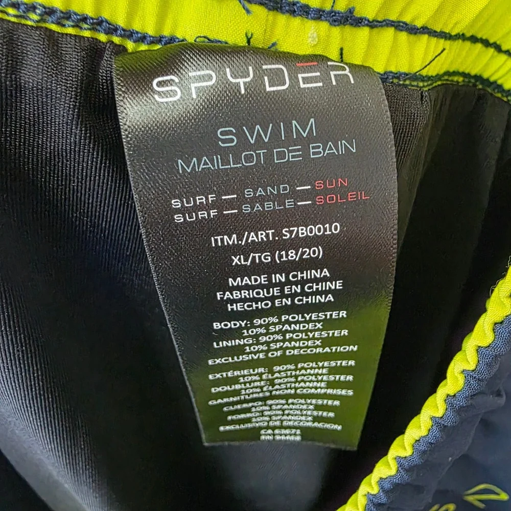Spyder Swim Trunks Boys XL (18/20)‎ Blue Athletic Swimsuit Shorts UPF 30+, Beach